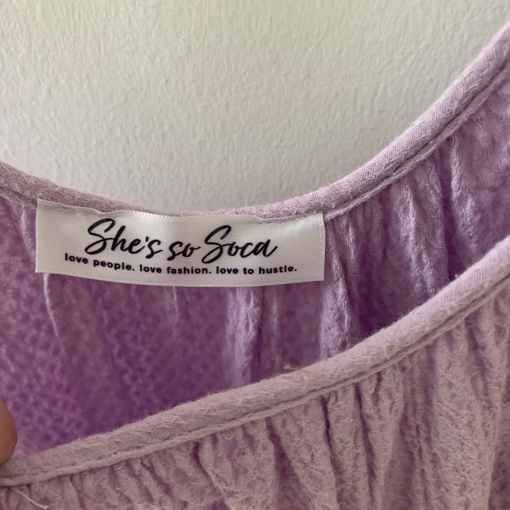She’s so Soca Lavender Sleeveless baby doll dress small NWOT cotton - Picture 2 of 7